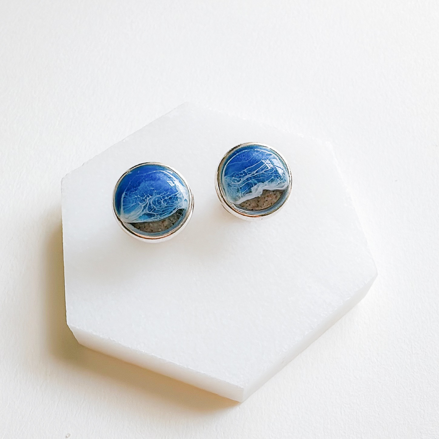 “Beachcomber” Sterling Silver Ocean Stud Earrings