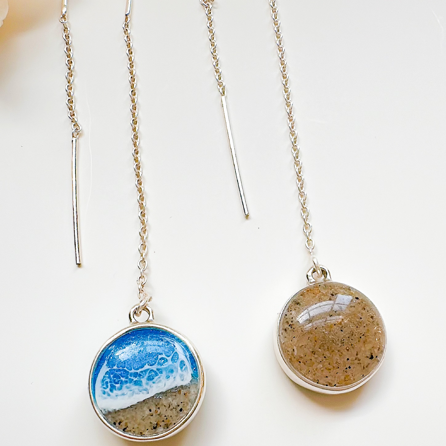 " Dome of the Ocean" Sterling Silver Threader Earrings