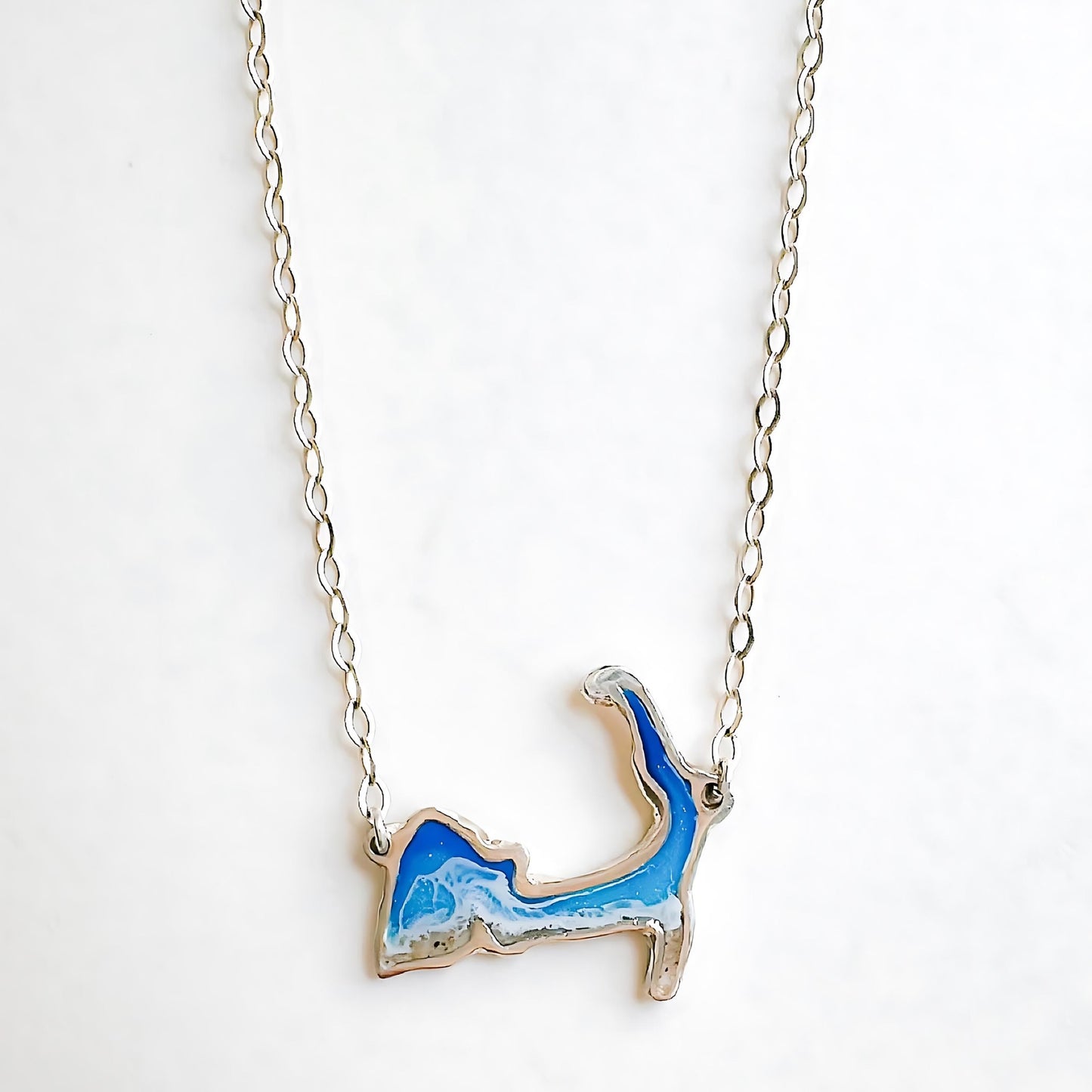 "Waves of Cape Cod" Sterling Silver map necklace