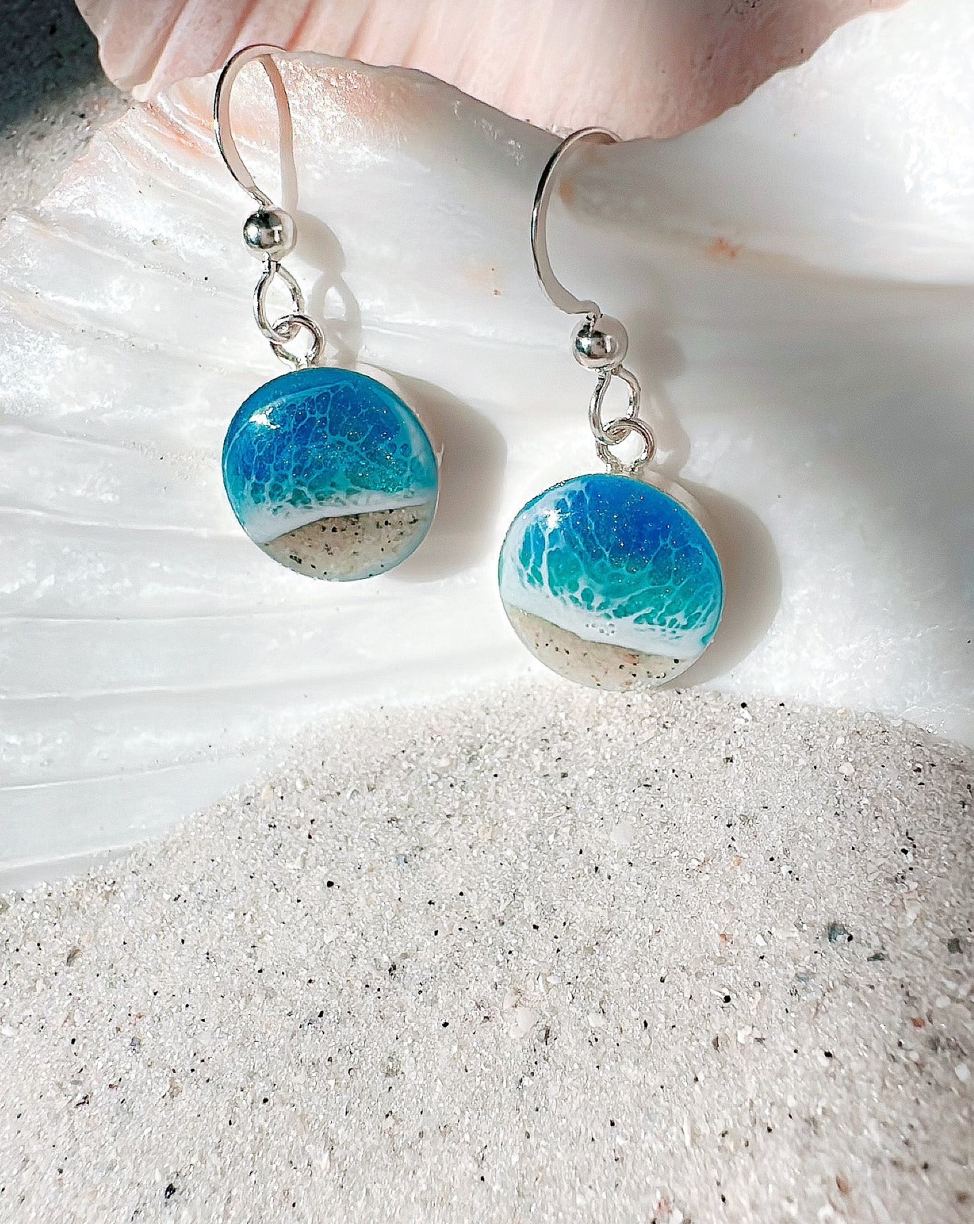 “Solace of the Sea” Mini Sterling Silver Ocean Earrings