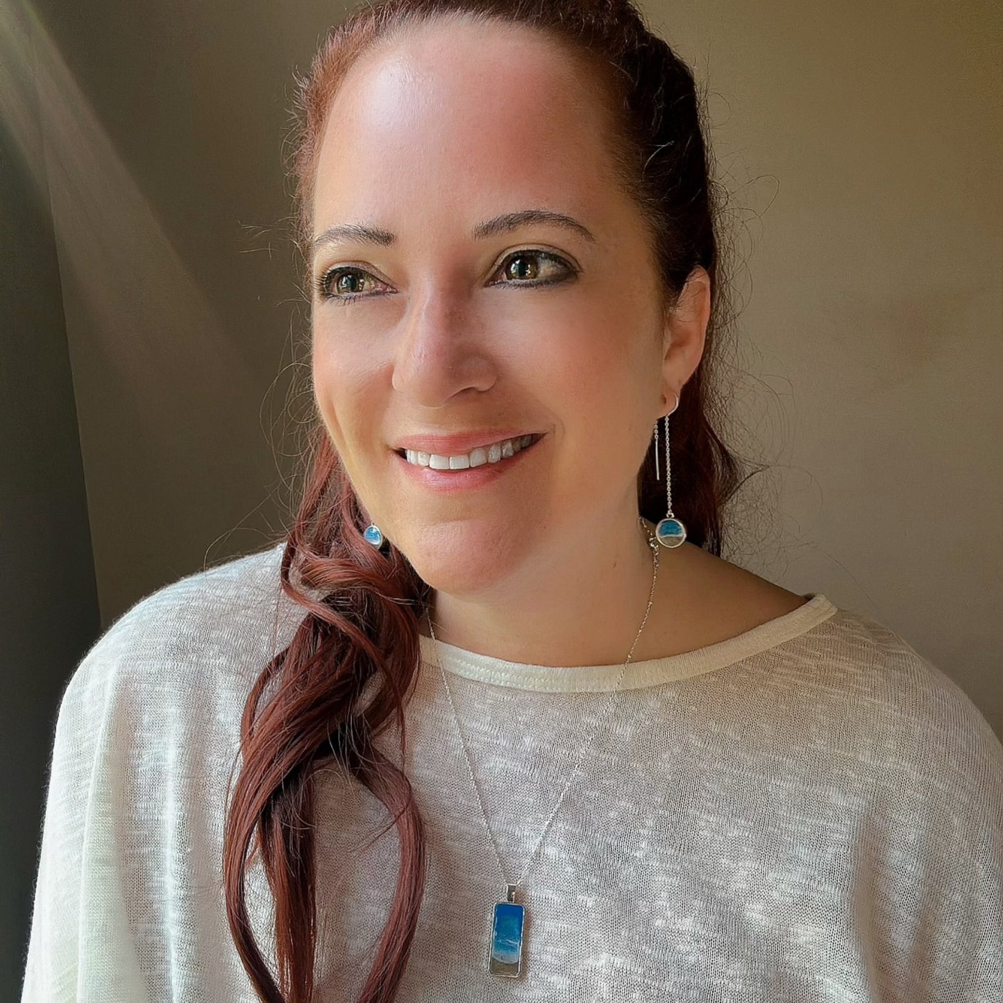 " Dome of the Ocean" Sterling Silver Threader Earrings