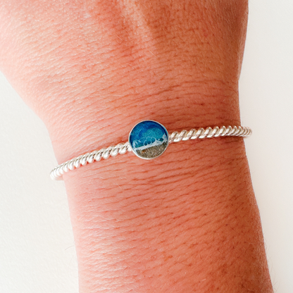 "Tranquil Blues" Twisted rope Sterling Silver Bracelet