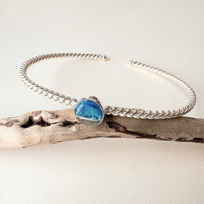 "Tranquil Blues" Twisted rope Sterling Silver Bracelet