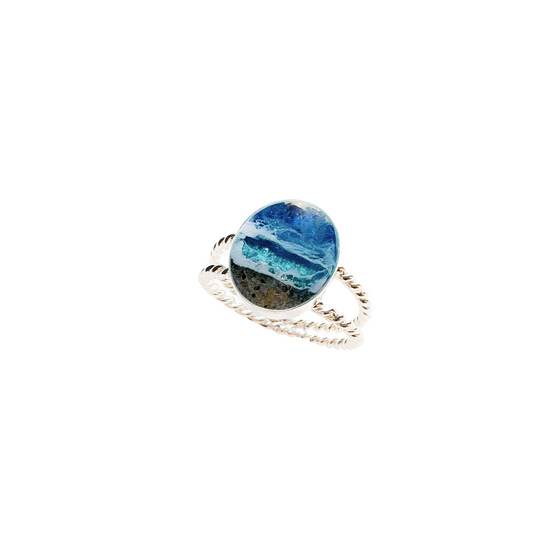 "Tides of Blue" double rope Sterling Silver Ring