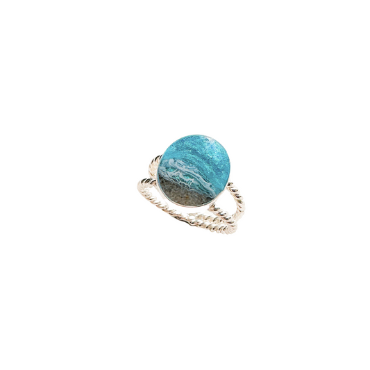 "Tides of Blue" double rope Sterling Silver Ring