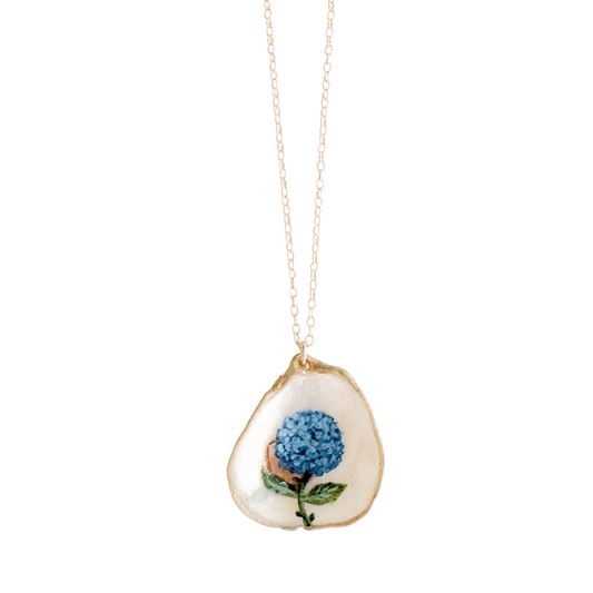 Coastal Hydrangea Oyster Necklace
