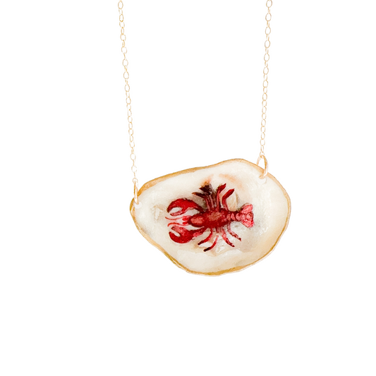 Coastal Lobster Oyster Necklace