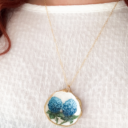 Coastal Hydrangea Oyster Necklace