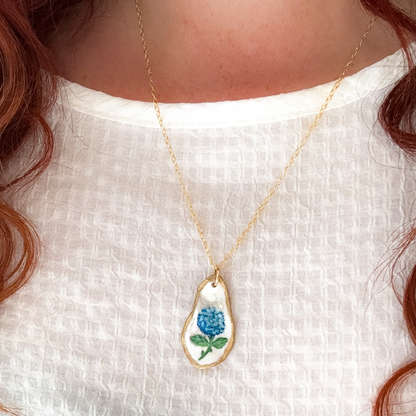 Coastal Hydrangea Oyster Necklace
