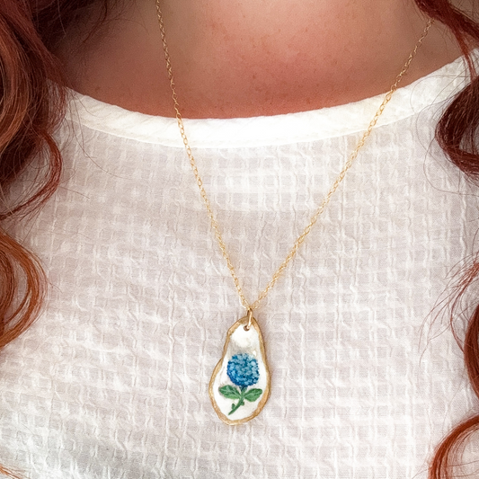 Coastal Hydrangea Oyster Necklace