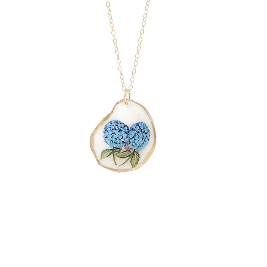 Coastal Hydrangea Oyster Necklace