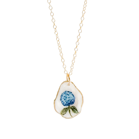 Coastal Hydrangea Oyster Necklace
