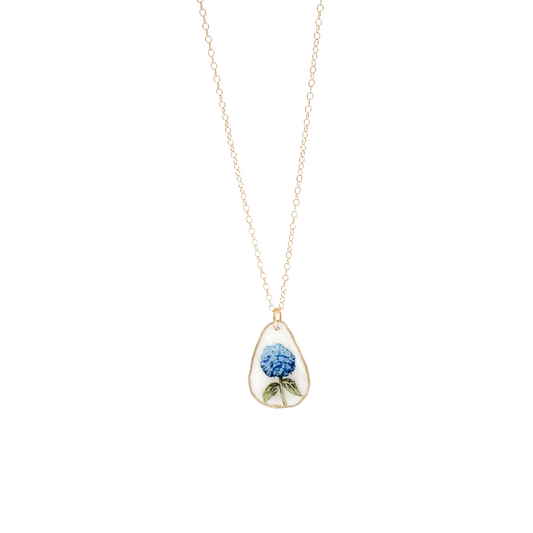 Coastal Hydrangea Oyster Necklace