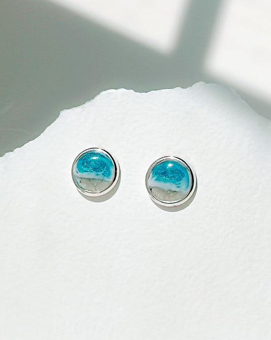 “Beachcomber” Sterling Silver Ocean Stud Earrings