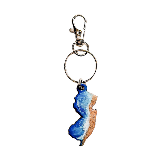 New Jersey Wooden Ocean Resin Key Chain