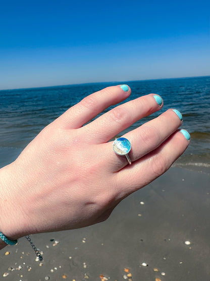 "Reflections" Sterling Silver Ocean Ring Small