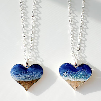 “Ocean Love" Sterling Silver Heart Necklace