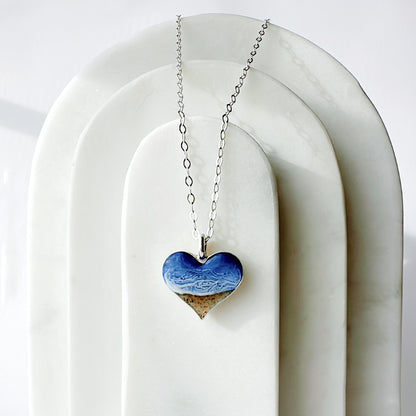 “Ocean Love" Sterling Silver Heart Necklace