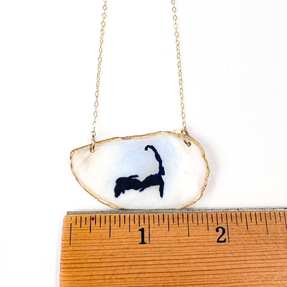 One-of-a-Kind Hand-Painted Oyster Shell Necklace - Cape Cod Motif