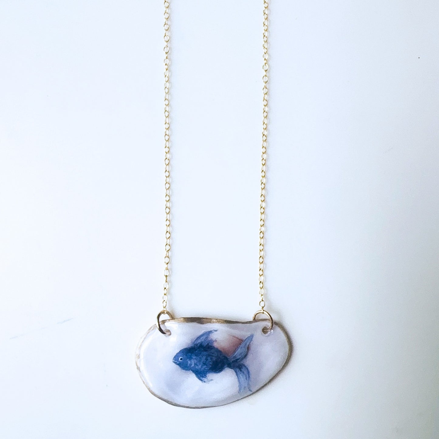One-of-a-kind Oyster Necklace- Fish Motif