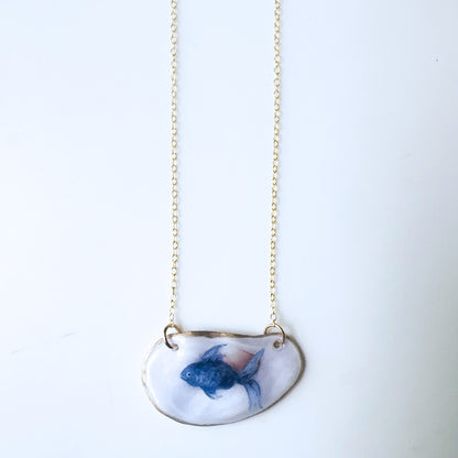 One-of-a-kind Oyster Necklace- Fish Motif