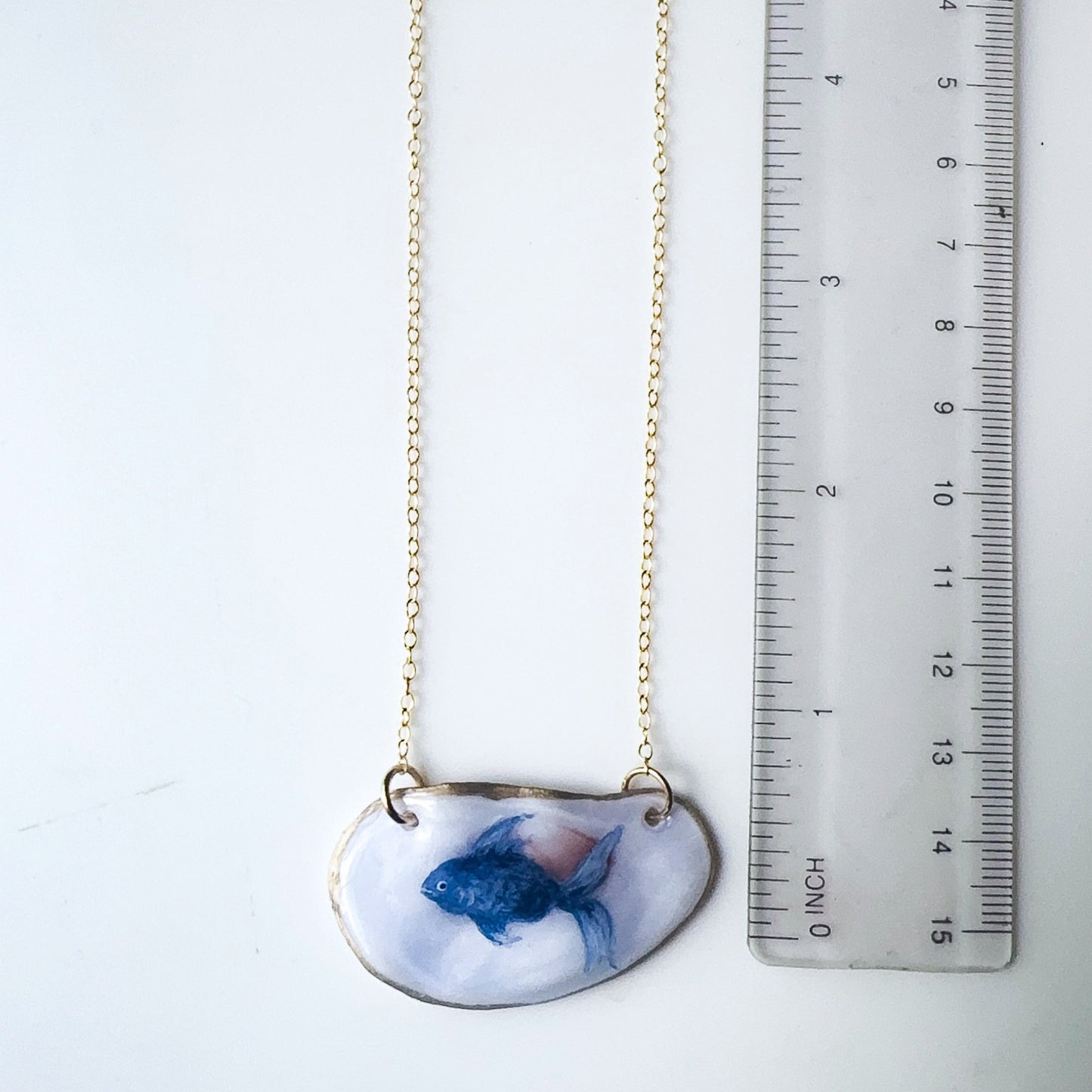 One-of-a-kind Oyster Necklace- Fish Motif