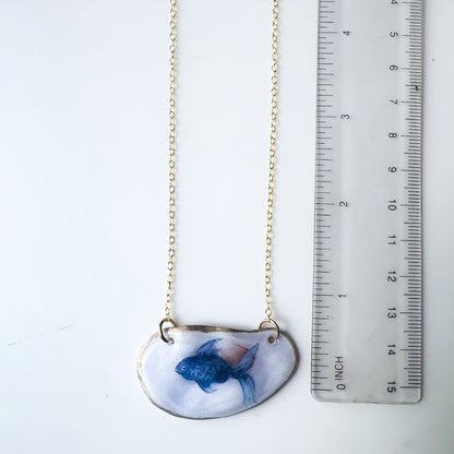 One-of-a-kind Oyster Necklace- Fish Motif